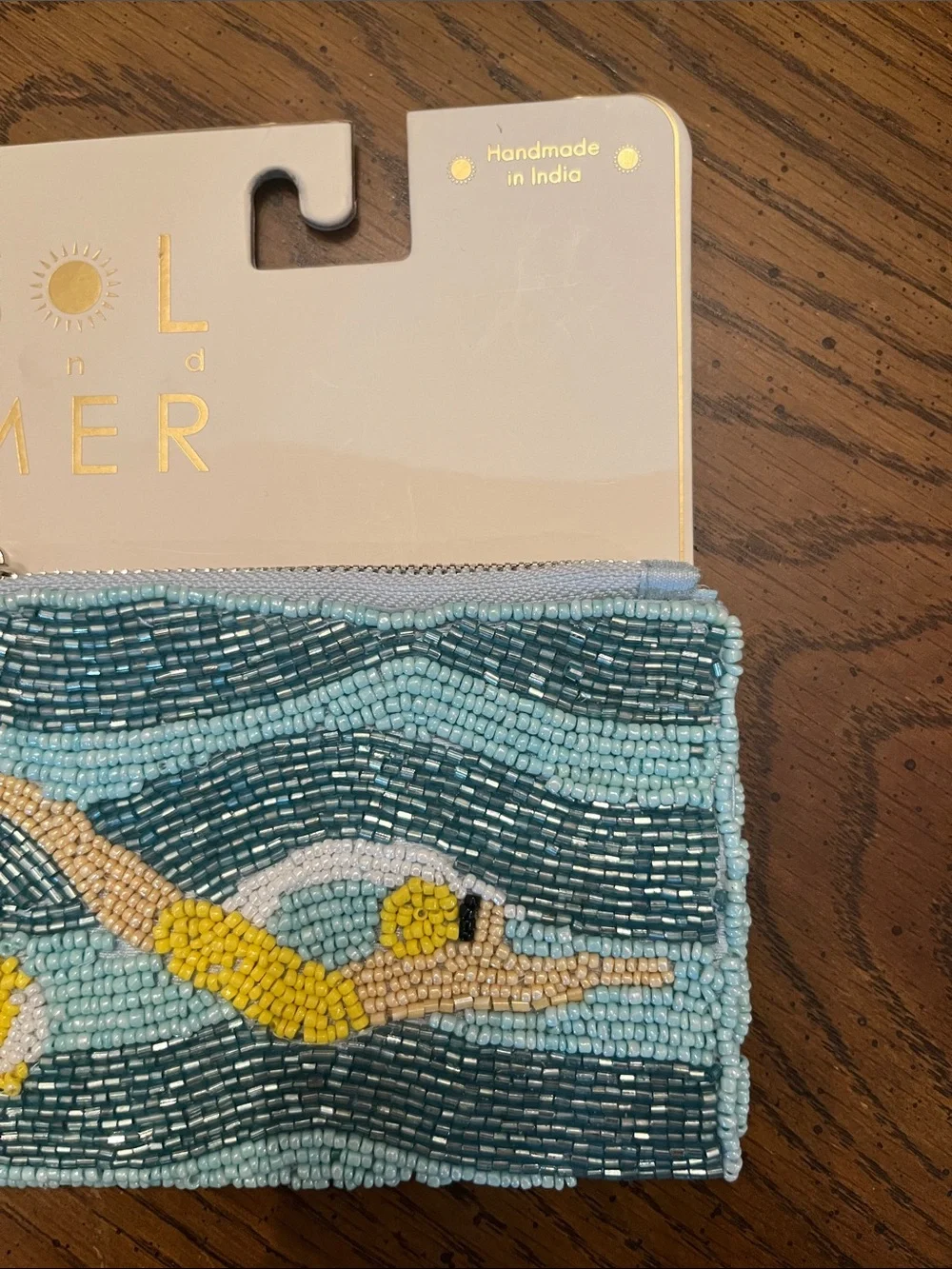 Sol and Mer beaded swimmer coin purse, new